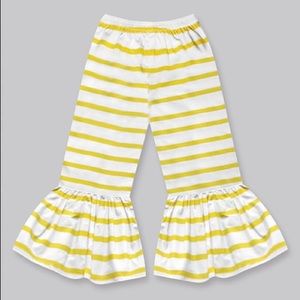 Girls Mustard Stripe Boho Ruffle Pants